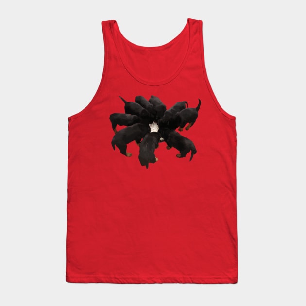 Nine Rottweiler Puppies Eating Dogs Dinner Vector Cut Out Tank Top by taiche